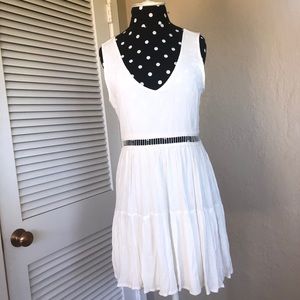 Paper cranes open back white sun dress